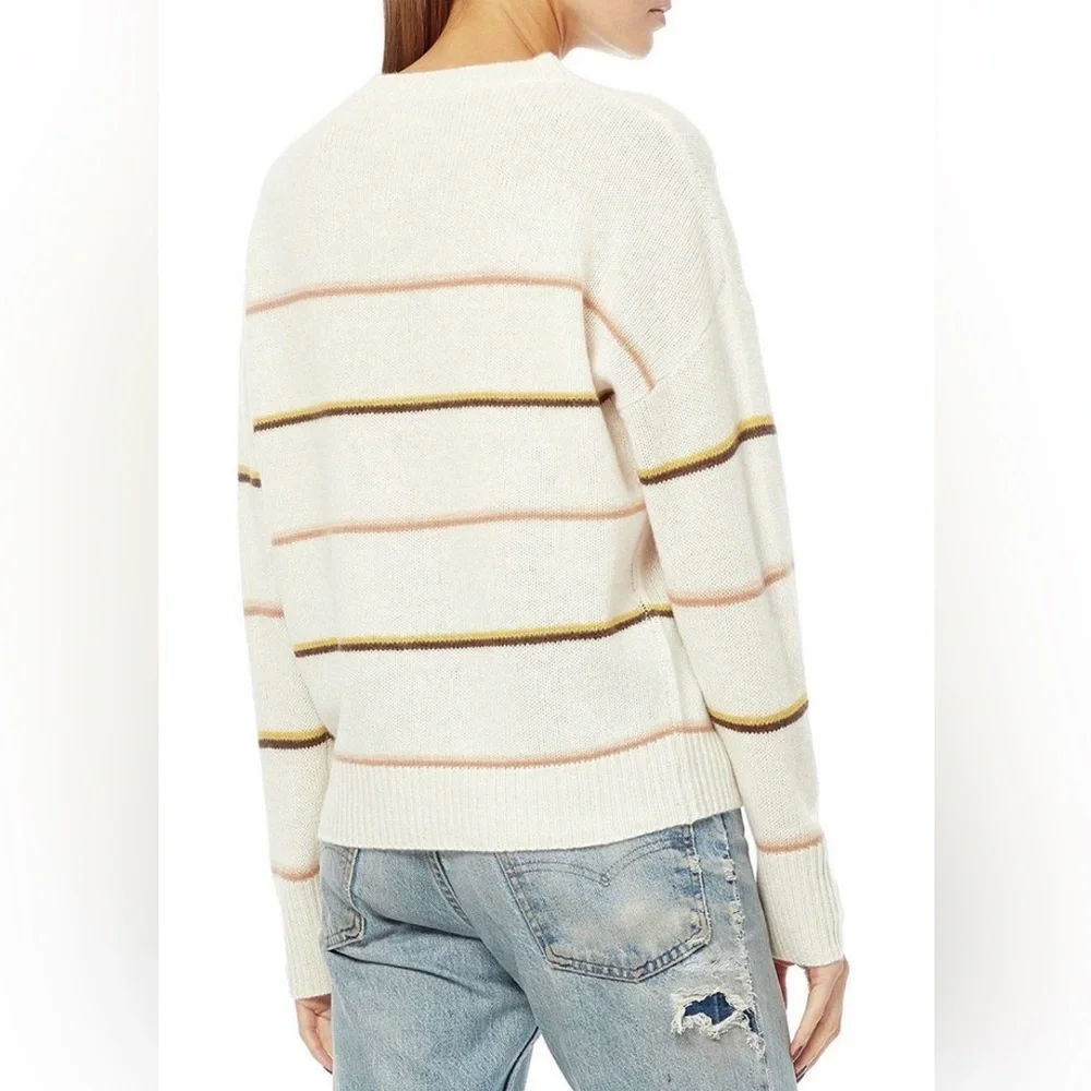 360 Cashmere Women's Sweater - Cream with Tan and Gold Stripes - Picture 3 of 5